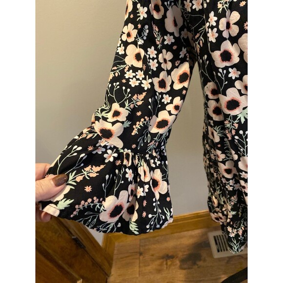 Terra & Sky Tunic Blouse Plus Size 2X Floral Print Ruffle Hem Bell Sleeve Boho - Picture 4 of 10